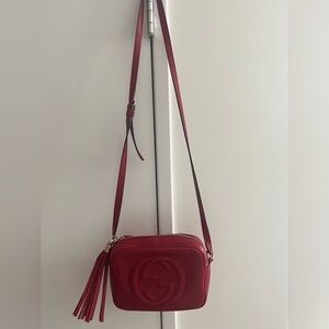 Gucci Small Red Leather Soho Disco crossbody bag